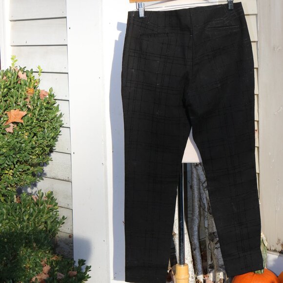 Alfani Petite Black Textured Plaid Stretch Slim Ankle Pants Sz 10P - Picture 4 of 6